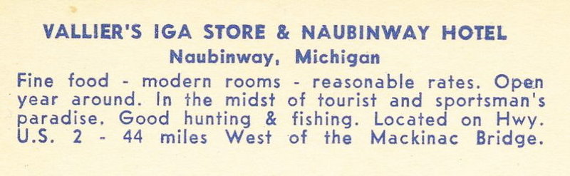 Naubinway Hotel & Cafe (Naubinway Inn) - Vintage Postcard Of Hotel And Iga Next Door (newer photo)